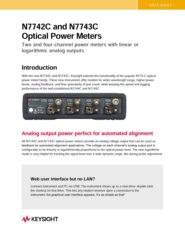 N7742C and N7743C Optical Power Meters | Keysight
